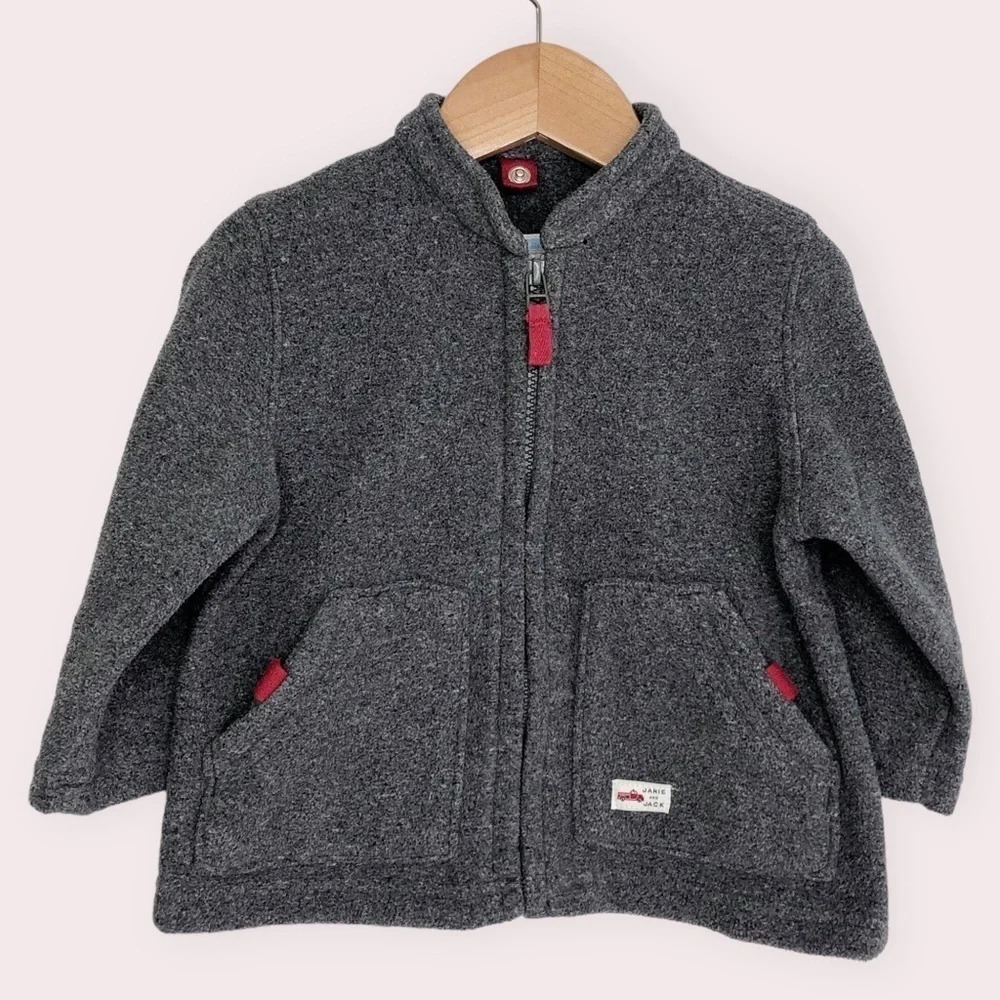 Janie and Jack jacket zip fleece charcoal gray size 6-12 months‎
